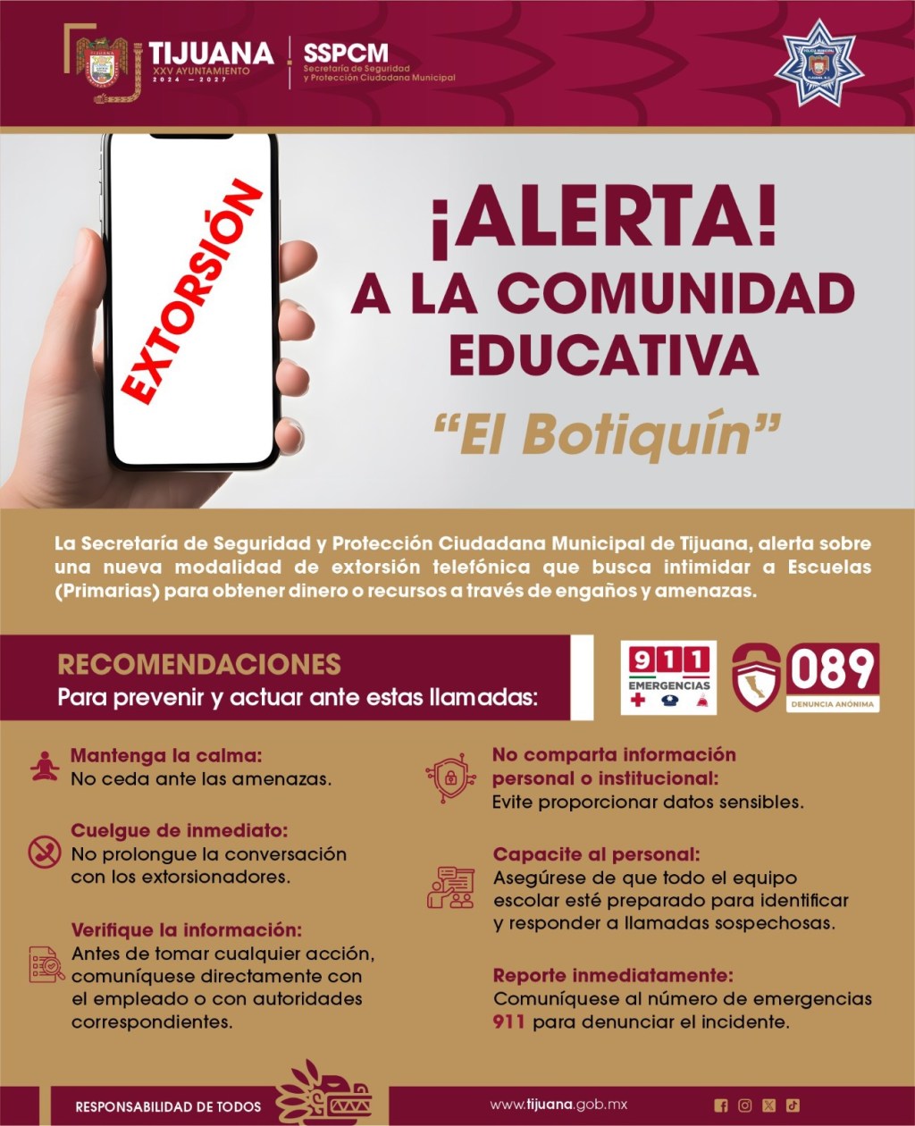 ALERTA CIUDADANA: NUEVA MODALIDAD DE EXTORSIÓN “EL BOTIQUÍN” AMENAZA A&nbsp;ESCUELAS