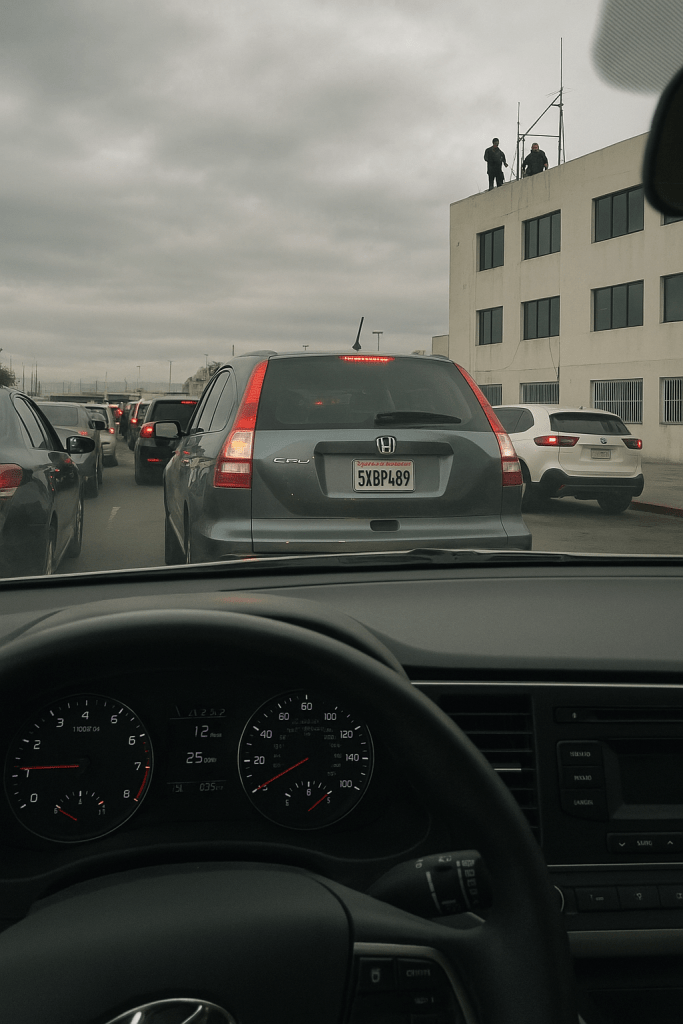 Automovilistas reportan demoras de hasta hora y media para cruzar de San Diego a Tijuana por El Chaparral, además de presuntos agentes de ICE observando cerca del área.