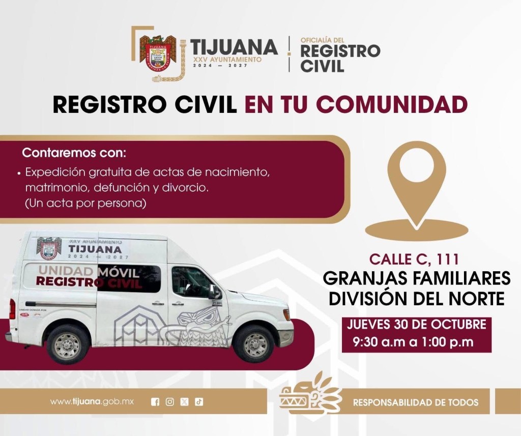 REGISTRO CIVIL DE TIJUANA LLEVA EXPEDICIÓN DE ACTAS GRATUITAS A COLONIAS&nbsp;VULNERABLES