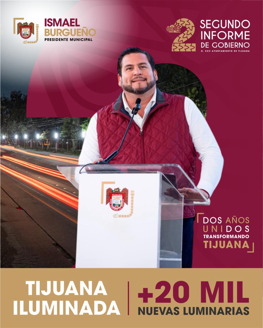 Avanzan los trabajos de alumbrado en Tijuana: reportan +20 mil nuevas luminarias instaladas.